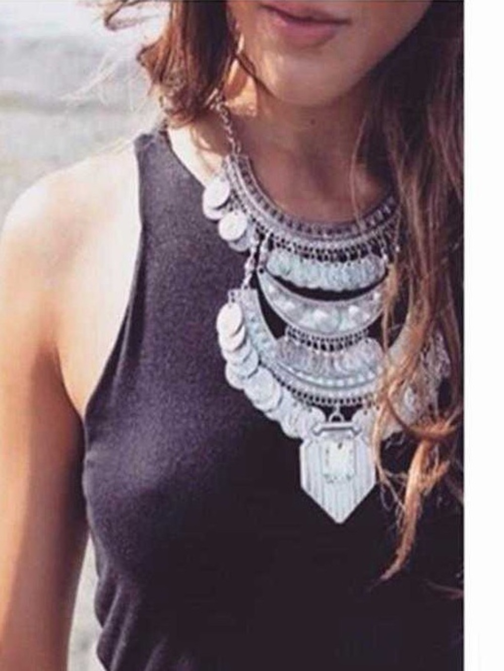 Turkish vintage Statement bohemian Coin Necklace